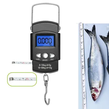 Din Oțel inoxidabil Portabil de Pescuit la Scară 110lb/50kg Balanță Electronică Digitală Pește Cârlig Agățat Cantaragiu cu Bandă de Măsurare Conducător