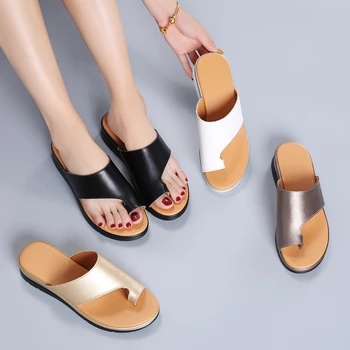 Calitate de Top din Piele cu platformă plată Femei Pantofi Wedge Corecție Sandale de Vara Femei Papuci Ortopedici Inflamație la picior Corector