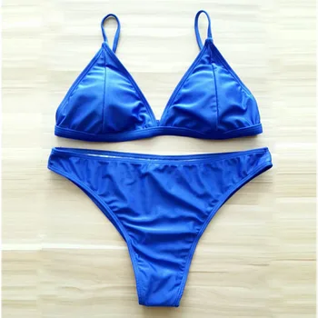 2018 Albastru High Cut Sexy Bikini Set Pentru Femei Costume De Baie Push Up, Costume De Baie Tanga Brazilian Bikini Plaja Costum De Baie Înot Purta Biquinis