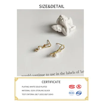 INZATT Real 925 Sterling Silver Pearl Zircon Nod Cercei Stud Pentru Femei de Moda de Petrecere Drăguț Bijuterii Fine 2019 Accesorii Cadou