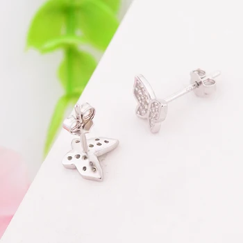 Argint 925 Petite Simplu Fluture Stud Cercei pentru Copii din Argint Cercei Mici Fine anti-alergie Bijuterii Brincos