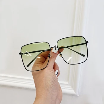 2021 Noua Moda Supradimensionate Pătrat Verde Ochelari De Soare Pentru Femei Brand Vintage Din Metal Cadru Ochelari De Soare Barbati Culoare Nuante Oculos Feminino