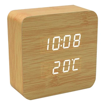 Mini Lemn Sună Ceasul de Control Nou Modern din Lemn Digital cu LED-uri de Birou Ceas cu Alarmă Noptiera Ceas Calendar de masa Decor de Masă