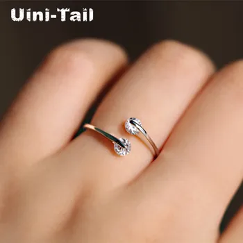 Uini-Coada hot nou argint 925 Coreea de dublu cristal inel deschis modele de sex feminin de moda trend simplu sexy dulce bijuterii GN714