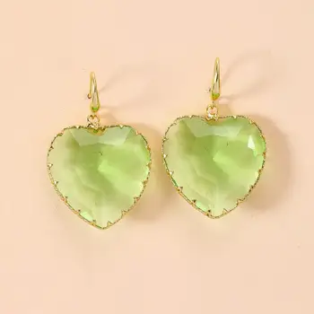 MOONROCY Aur Culoare Verde de Cristal Cercei Legăna la Modă Inima pentru Femei Fete Dropshipping Cadou de Petrecere Bijuterii en-Gros