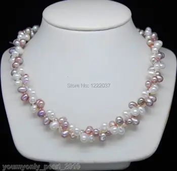 De apă dulce Pearl neregulate 6-7mm AAA+multi-culoare coliere de perle 18