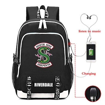 Riverdale USB de Încărcare Școală Rucsac Rucsac de Moda de Încărcare USB Riverdale Băieți Fete ghiozdan Rucsac de Fitness