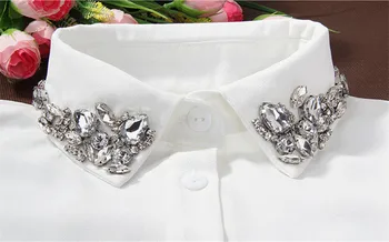 Moda coreeană Jumătate Alb Tricou Detașabilă de Înaltă calitate de cristal de sex feminin bluza guler Fals Bluze Peter pan Guler Detasabil