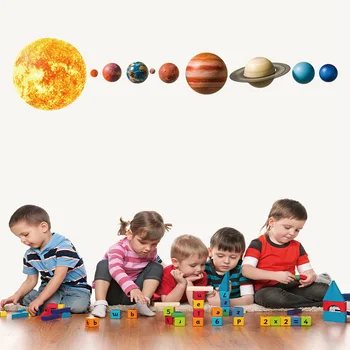 Soarele, Jupiter, Saturn, Neptun, Uranus, Venus Pământ Marte Mercur Stralucitoare Planete De Autocolante De Perete Sistem Solar Decalcomanii Pentru Camera Copii