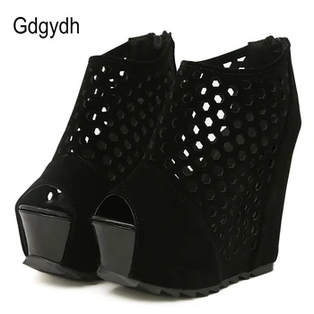 Gdgydh Fermoar Pene Platforma Pantofi Pentru Femei Turma De Primăvară Doamnelor Pantofi De Partid De Moda De Vară Pompe Peep Toe Femei Hollow Out