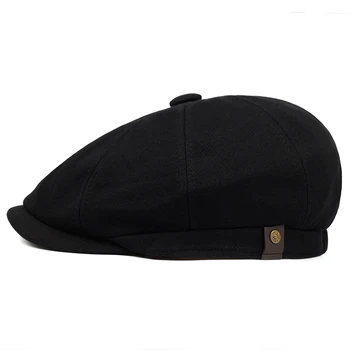 2019 Capac de vânzător de ziare Barbati Bumbac Diagonal Opt Panel Hat pentru Femei Baker Băiat Capace Retro Mari Pălării de sex Masculin Boina Bereta Neagră