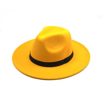 Noi Fedora Pălărie Simțit Capac Margine Largă Doamnelor Trilby Chapeu Feminino Pălărie Femei Bărbați Jazz Biserica Nașul Sombrero Capace