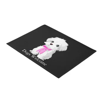Trendy Maltese Dog cu Funda Roz Monograma Preș Decor Acasă de Intrare Non-alunecare de Ușă Saltea de Cauciuc Lavabil Podea mat