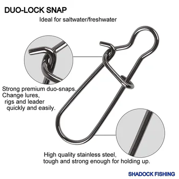 Ușor de a Prinde 150pcs/Cutie din Oțel Inoxidabil Duo-lock Snap Pivotante Frumos Fixează Pescuit Kit Pentru apă Sărată 0#-4#