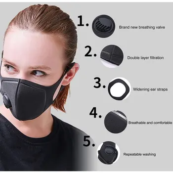 10 BUC. Măști cu 10 Buc Filtre Masca Militare Fum Masca de fata Lavabil Respiratorie Masca cu filtre