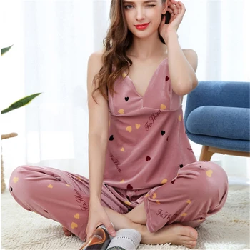 IULIE CÂNTECUL de Catifea Set de Pijama 3 Piese Pijamale Femei Toamna Iarna Sling Elegant de Imprimare Pijamale Cald Halat Set de Pijamale