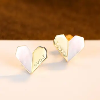 CZCITY Inima în Formă de Cercei Stud pentru Femei Fete Scrisoare de DRAGOSTE Pură Argint Romantic Drăguț Bine Ohrringe Bijuterii SE-489
