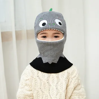 Doit de la 1 la 6 ani Baiat fata Beanie Proteja gâtul de Desene animate dinosaur Vânt de Iarnă Copil pălărie tricot copii fete Earflap Capace