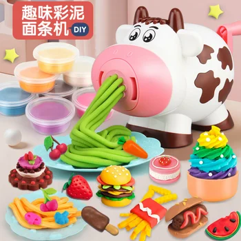 Casă de joacă jucării de porc de vacă tăiței mașină de învățământ pentru copii DIY culoare argilă jucărie frizer plastilină jucărie