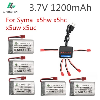 3.7 V 1200mAh Acumulator Lipo Pentru Syma X5uw x5uc x5hw x5hc Quadcopter Upgrade Capacitate 3.7 V, 1200 mAh 5pc Baterie Cu 5 in 1 Incarcator