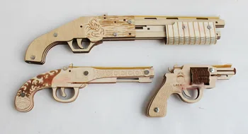Lemn Desert Hawk Rubberband Arma Moale Arma Cu Glont 80 Jucărie Clasic De Puzzle De Asamblare Model Pentru Copii