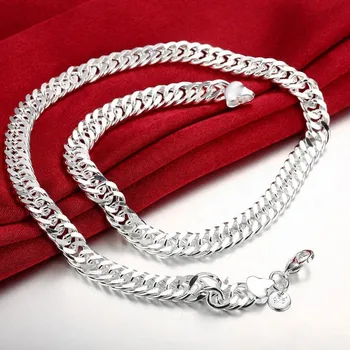 De vânzare la cald promovarea moda bijuterii seturi de 925 ștampilată de Argint argent bijuterii 10mm barbati colier si bratara 2 buc