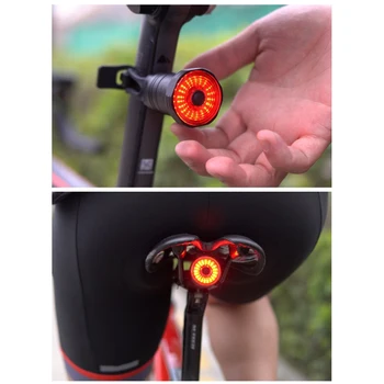 Biciclete inteligent de iluminare din Spate Auto Start/Stop de Frână de Detectare IPX6 Impermeabil USB Charge LED Stop MTB Biciclete Rutiere de Avertizare Lampă Spate
