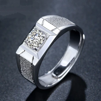 Argint 925 Culoare Simulare Inel Cu Diamant Bărbați Anillos Piatră Prețioasă De Nunta De Lux Bijuterii Fine Pătrat Alb Cu Topaz Inele