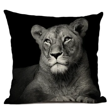 Portret de animale față de pernă, leul, tigrul și ursul model, acasa, camera de zi canapea perne decorative, cadouri pentru copii 45x45cm