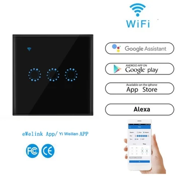 WiFi Inteligent Comutator De Lumină Touch Screen Inteligent Fără Fir Perete Switch-Uri De Control De La Distanță Negru Alb 3 1/2/3 Gasca