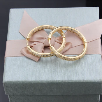 SUNSLL Nou aur cupru cercel alb zircon cubic hoop cercei pentru femei / fete petrecere de moda bijuterii simplu cercei cadouri
