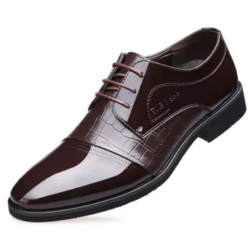 Înălțimea de 6 CM pentru Bărbați Pantofi de Piele de Brevet a Crescut mai Înalt la Modă Britanic Costume de Afaceri Ascunse cu Toc Petrecere Oxfords