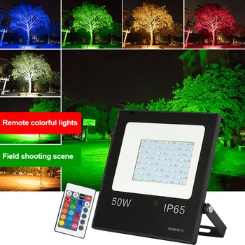 RGB LED Proiector de Control de la Distanță 220V Lumina de Inundații 10W 30W 50W Impermeabil în aer liber lumina Reflectoarelor Lampa de Gradina 16 Culori