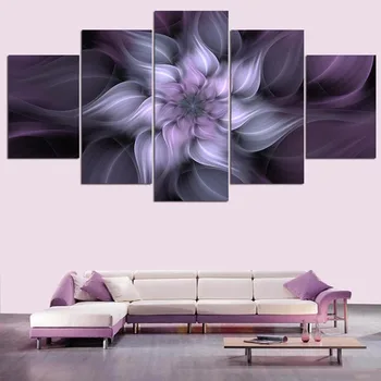 Arta de perete Postere Cadru Acasă Decorare Camera de zi 5 Panoul Violet Flori Modular Imagine HD Tipărite Moderne, Pictura Pe Panza