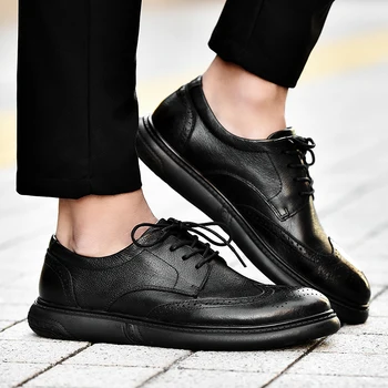 Valstone de Lux de moda pentru Bărbați bocanc din piele rochie Neagra pantofi de afaceri formale pantofi flats Calitate pantofi Derby hombres