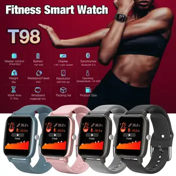 T98 Temperatura Corpului Smartwatch IP67 rezistent la apa Bluetooth5.0 Pedometru, Monitor De Ritm Cardiac Pas Contor Inteligent Ceas Pentru Barbati Femei