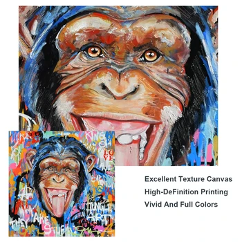 Rezumat Râzând Maimuța Graffiti Arta Canvas Postere Si Printuri Animale De Arta Tablouri Canvas Wall Street Art, Imagini Cuadros