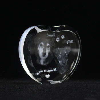 Minunat Inima În Formă De Imagine Gravată Cu Laser, Aniversare De Nunta De Cristal Inima Prespapier Meserii Souvernirs