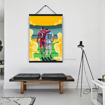 Panza stele de Fotbal Ronaldo & Messi Poze Decor Acasă Picturi Poster HD Printuri de Arta de Perete Modular Living Încadrată