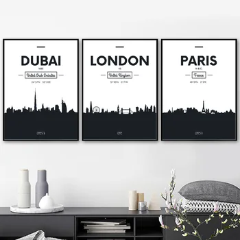 Londra, Paris Rom Dubai City Peisaj Arta De Perete Panza Pictura Nordică Postere Si Printuri Poze De Perete Pentru Living Decorul Camerei