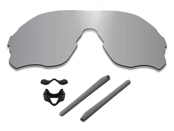 Glintbay Precise-Fit Argint Metalic Lentile de Înlocuire și de Cauciuc Negru kit pentru Oakley EVZero Calea ochelari de soare