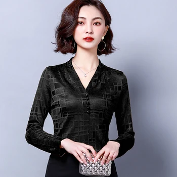 PYH41938 de Vară Stil coreean OL Moda V Gâtului Șifon Cămașă Slim Fit