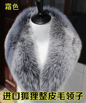 Customerized real blană de vulpe guler șal unisex eșarfă de blană alb-negru albastru-o singură bucată de calitate superioară autentic blană de vulpe guler de sacou