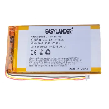 3-Sârmă Li-Polimer reîncărcabilă baterii de E-book 3.7 V 2050 mAh 315586 MP3 MP4 power bank DVD, DVR, GPS PDA 305585 onyx boox baterie
