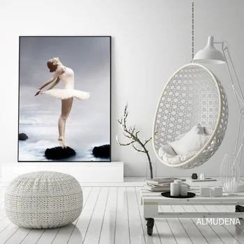 Elegant Frumusete Mica Dansatoare De Balet De Imprimare Poster Stil Nordic Fată Portret Pantofi Arta De Perete Poze Decor Acasă Panza Pictura