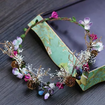 Manual DIY Artificiale Coroană de flori Floare Benzile de Păr de Flori False Benzi pentru Femei Mori Fete Plaja Petrecere de Nunta, Ornamente de Păr