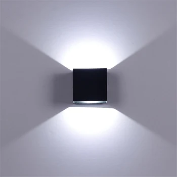 Mini Negru Alb Lampă De Perete Decor Cub Dormitor Modern De Lumină Acasă Luces Condus Decoracion Dormitorio Comparativ Sus În Jos De Proiecție