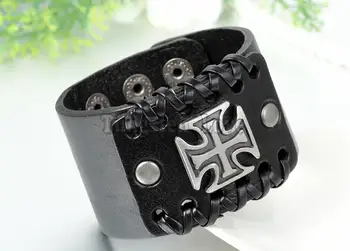 Moda 4.4 CM Maro / negru Bratara din Piele Eco Femei Mens Brățară Dimensiune Reglabil pulseira masculina couro