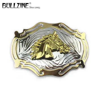 La Bullzine occidentale cap de cal catarama cu aur și argint finisaj FP-03535 pentru 4cm latime fixa pe centura