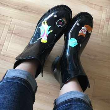 Pantofi pentru Femeie Cizme pentru Femei Cizme de Ploaie Femei Impermeabil Glezna Scurt PVC Pantofi cu Aplicatii lucrate Manual Micul Prinț